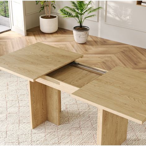 Tavolo allungabile rettangolare 140/180 x 80 cm per 6-8 persone, MDF color rovere HAVRYA (1/5)