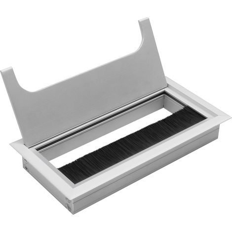 Kabeldurchlassdose Alu Kabelführung Schreibtischdurchlass Silber eloxiert 80x160mm (1/2)