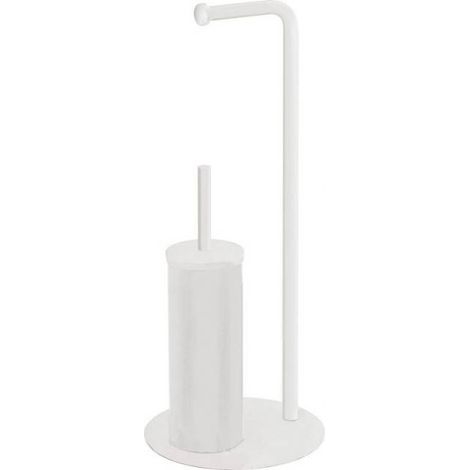 Piantana Tonda con Portasopino e Portarotolo in Acciaio Key B - Colore: Bianco (1/2)