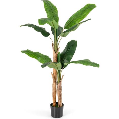 COSTWAY 5.4 FT Tall Artificial Banana Tree Fake Banana Tree w/10 Large Leaves (1/5)