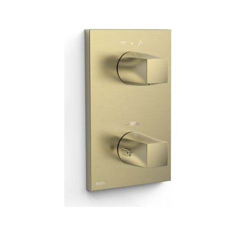 Pièce apparente pour boîtier encastré 2 voies Therm-box Cava doré - TRES 21125001CA