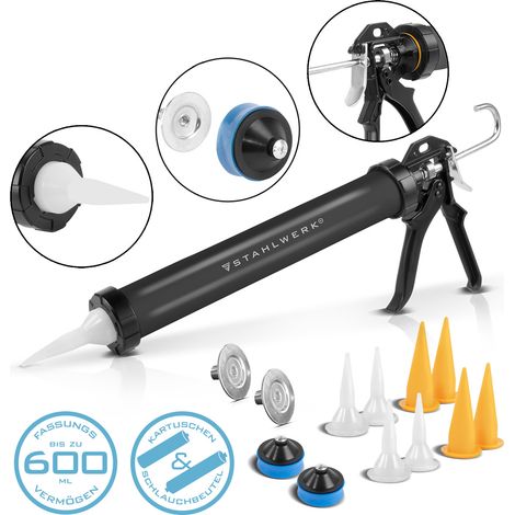 STAHLWERK Pistola per silicone  SPB-600 ST con pistola per silicone in alluminio da 600 ml