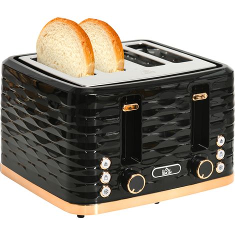 Four-Slice Rippled Toaster - Black