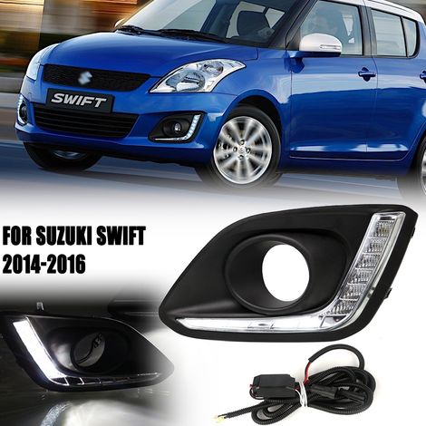 Kit Complet Feux Anti-brouillard Avant LED + Feux de Jour DRL pour Suzuki Swift 2014 2015 2016 12V 10W, Température de couleur 6000K blanc froid, cadres d’habillage pare-chocs avant + faisceau de câb (1/5)