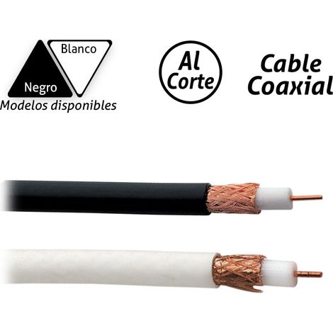 Cable coaxial especial señal de televisión Blanco/Negro Blanco/Negro