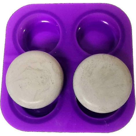 Moule rond en silicone à 4 cavités en forme d'oursin pour la fabrication de pierres en ciment ou en gypse destinées à la peinture mandala à points (1 moule rond à 4 cavités) (1/5)