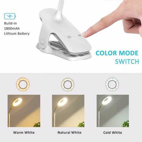 PH500 blanc 1800MA gradation tonifiant pince de chevet lampe lampe de lecture protection des yeux lampe de bureau intelligente (1/4)