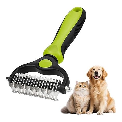 Double Sided Brush Teeth for Dog Cat Undercoat Detangling Rake Removes Knots Carpet Dead Hair Grooming Tool for Long or Short Hair (1/5)