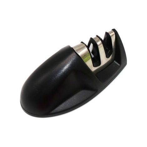 Professional Kitchen Sharpener 2 in 1 Manual Sharpener for Stainless Steel and Ceramic Knives of All Sizes, Black Anti-Slip Base (1/5)