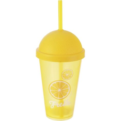 Plastikbecher mit Deckel und Strohhalm, 450 ml (1/5)