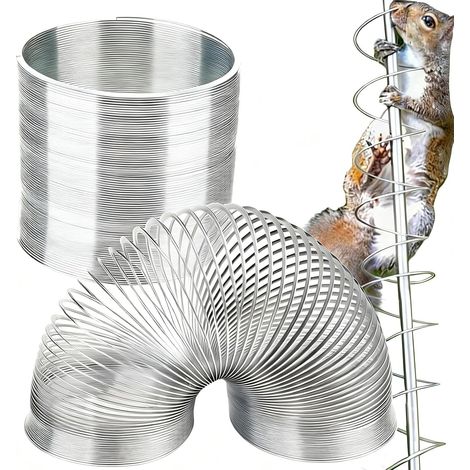Set mit 2 Anti-Eichhörnchen-Federn für Vogelfutterhäuser, ausziehbare Metallblenden, Schutzzubehör, um Eichhörnchen am Hochklettern zu hindern (silber) (1/5)