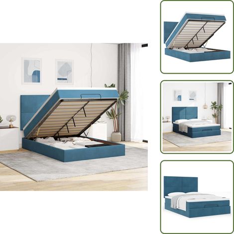 Letto con testiera - vidaXL Struttura Letto Pouf con Materassi 140x190 cm in Velluto - Materasso morbido