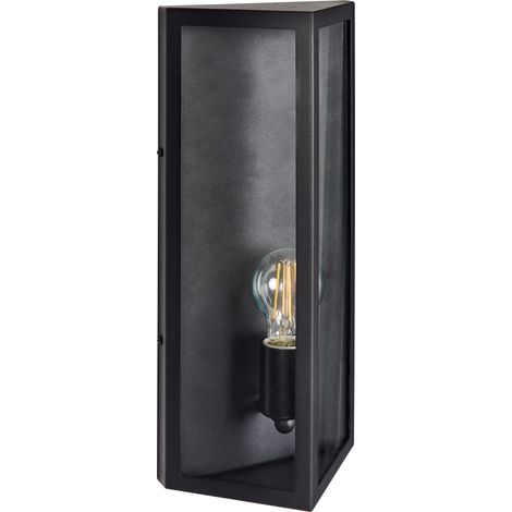 Lámpara de pared moderna para exterior aplique de metal hierro vidrio negro mate Pactolus