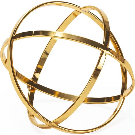 Sculpture décorative dorée en métal design moderne élégant - doré brillant contemporain (1/2)