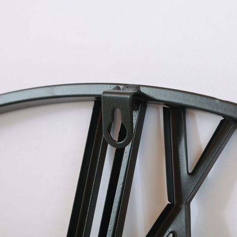 Klassische Wanduhr mit römischen Ziffern, Wohnzimmerdekoration, Pendeluhr mit Scan-Mechanismus 12888, schwarz-goldenes Zifferblatt, europäischer Stil, geräuschlos, 40 cm x 50 cm, Schmiedeeisen