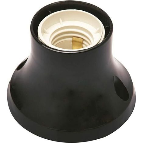 PP0500.2X Douille E27 - Douille Base Droite - Douille E27 avec Bornes à Ressort et Contacts Laiton - Douille en Plastique Made in Italy - Douille Noire (1/2)