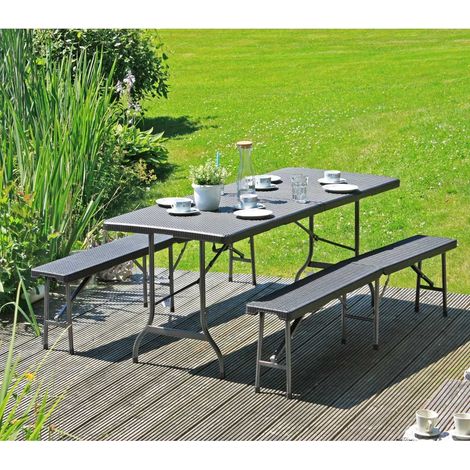 Bierzeltgarnitur klappbar in Rattan Optik GARDA-120 in schwarz (1/5)