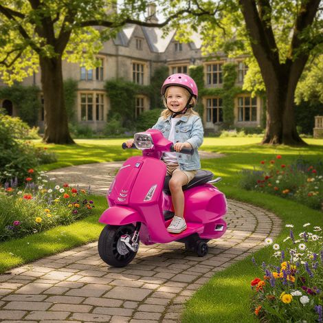 Moto électrique enfants voiture électrique enfants avec roues d'apprentissage rose pour 2-6 ans 6 v 71 x 37 x 52 cm conception robuste (1/4)