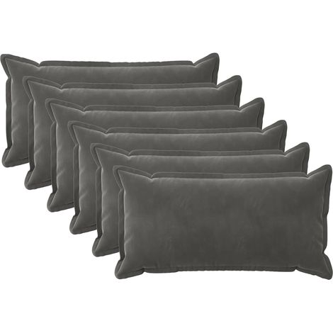 Kissenbezug 6 pcs HOUTEN Dunkelgrau 40 x 80 cm Samt vidaXL