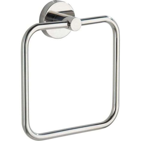 Porte Serviette Salle de Bain mural, Anneau porte serviettes Bosio Shine, acier inox, 16x18x5 cm, brillant