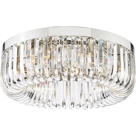 Dar Sigourney Sigourney 6 Spots Plafonnier en nickel poli et cristal (1/5)
