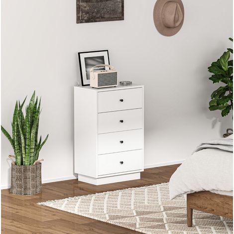 MEUBLIV Kommode mit 4 Schubladen, weiß, 47 x 29 x 75 cm, modernes Aufbewahrungsmöbel (1/5)