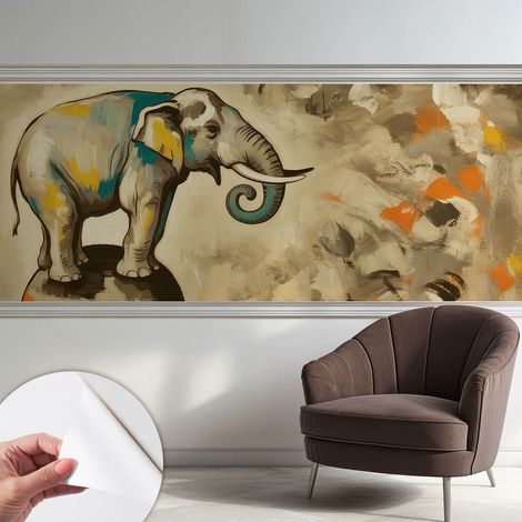 Fototapete Selbstklebend - trendige Wanddeko - Schlafzimmer - Wohnzimmer Abstrakter Elefant 250x104 cm (1/5)