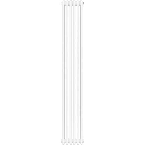 Radiateur Traditionnel à 4 Colonnes 1800 x 290 mm en Acier Carbone Blanc Chauffage Central Verticale Monté Sur Mur [Brosse de Nettoyage & Supports INCLUSES]