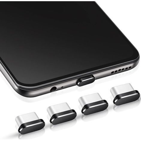 USB-C-Staubschutzkappe, Typ-C-Staubschutzabdeckung, schwarzer Anschlusskappenschutz (4 Stück) (1/4)