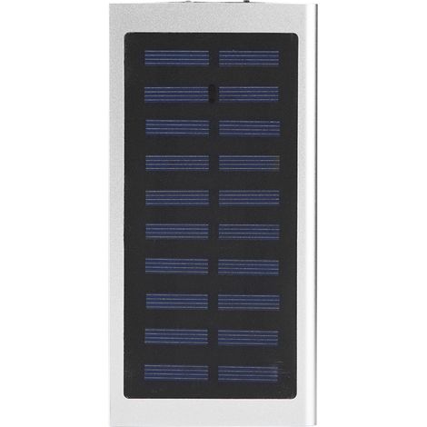 Batterie externe solaire portable 10 000 mAh à double port USB, charge rapide, boîtier métallique, kit à monter soi-même, argent