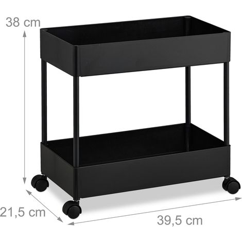 Práctico carrito de cocina de 2 niveles para cocina, baño, oficina 38 x 39,5 x 21,5 cm de plástico blanco 130016184 (1/3)