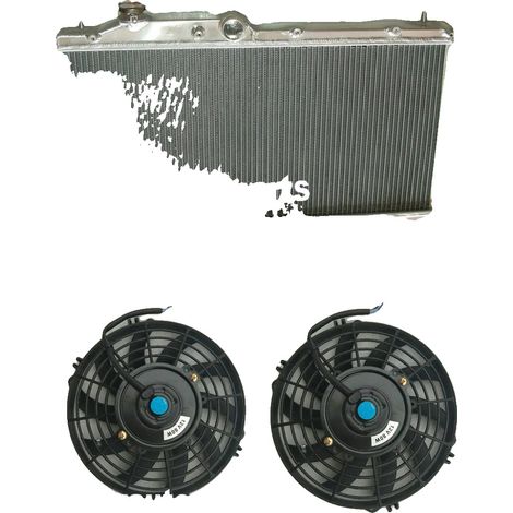 Radiador, construcción de aluminio, rendimiento de refrigeración mejorado, radiador con ventiladores. (1/2)