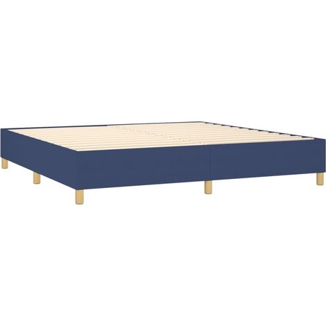 Somier de láminas con patas estructura de cama 200x200 cm tela azul TDL0207332 (1/5)