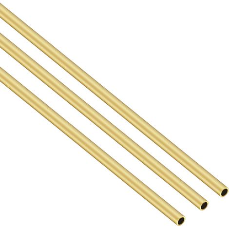 Brass Round Tube, 4mm OD x 0.5mm Wall Thick, 300mm Long, Seamless Metal Straight Tubing for DIY Crafts (Pack of 3) (1/5)