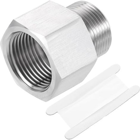 Pipe Reducing Fitting, M25 Male x 3/4" NPT Female 304 Stainless Steel Reducer Connection Reducer For Air Oil Water Pressure Gauge, Silver (1/5)