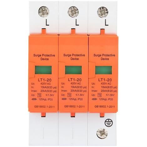 Parafoudre Basse Tension 3P 10kA-20kA 420V AC pour Protection des Installations Domestiques (1/5)