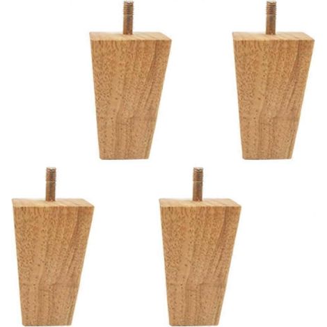 pieds de canapé en bois, pieds de meubles en bois fiables, pieds d'armoire carrés fuselés, pieds de remplacement pour canapé avec boulon M8 de 10 cm (3,9 pouces). (1/5)