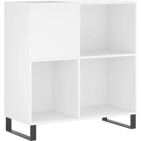 Mueble clásico para discos de vinilo de 84,5 x 38 x 89 cm gran capacidad de almacenamiento estilo industrial madera de ingeniería blanca 020049175 (1/5)