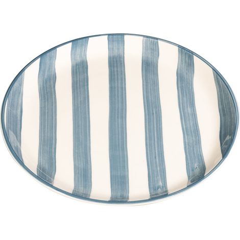 Set 2 Assiettes Plates À Rayures Artisanales 28 Cm Fabriqué En Italie Design Élégant Gris Pour Service De Table Moderne Raffiné Décoration