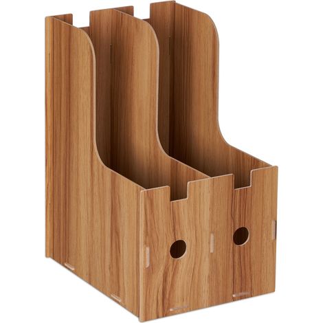 Portadocumenti 2 scomparti per formato A4 ufficio design elegante 32 x 18,5 x 24 cm in MDF bianco 130012121