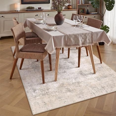 Tapis Salon 120x280cm Lavable en Machine Antidérapant Beige Tapis Chambre Moderne Salon Salle à Manger Abstrait Poil Ras Doux Bureau Interieur Rug (1/5)