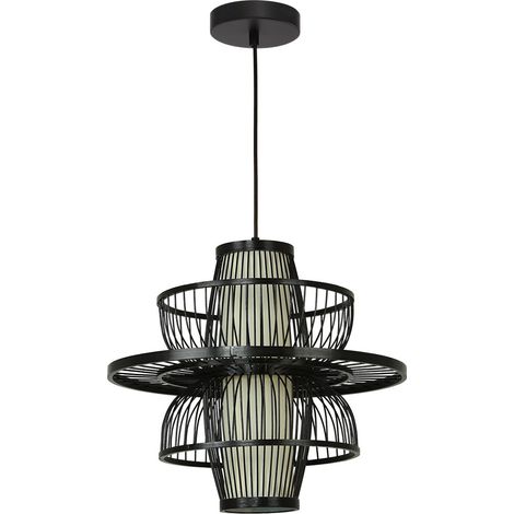 Lampada sospesa Japandi rattan nero E27 Astra LightPrestige (1/5)
