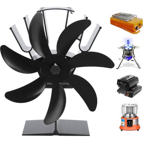 Ventilateur de cheminée, ventilateur thermique, chauffage au poêle à pétrole, poêle à bois, ventilateur thermique auto-générateur, noir (1/5)