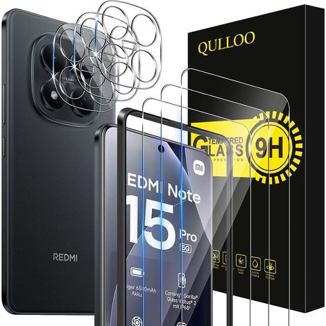 Verre Trempé pour Xiaomi Redmi Note 15 Pro 5G, 3 Pièces Protecteur D'écran et 3 Pièces Caméra Arrière Protecteur, 9H Dureté Film Protection Écran HD Clarté Anti Rayures Vitre Protection (1/5)