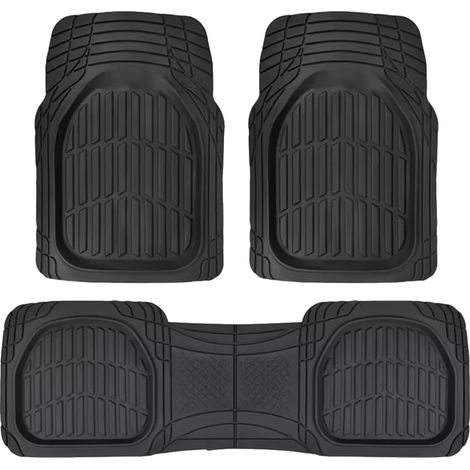 Tapis de sol de voiture, protection toutes saisons, design en plat profond, noir (1/2)