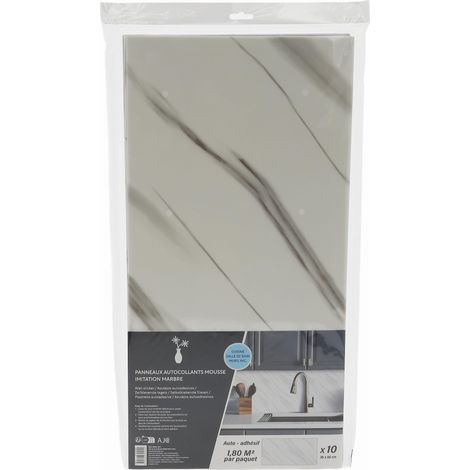 Paneles decorativos autoadhesivos - mármol blanco 60×30 cm 10 unidades.