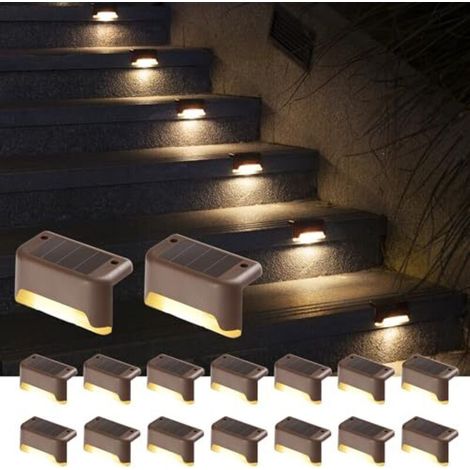 Solarleuchten für den Außenbereich, 16er-Set, für Treppen, Zäune, Gärten, Balkone, Terrassen, Höfe und Patios. Wasserdicht. Warmweißes Licht.