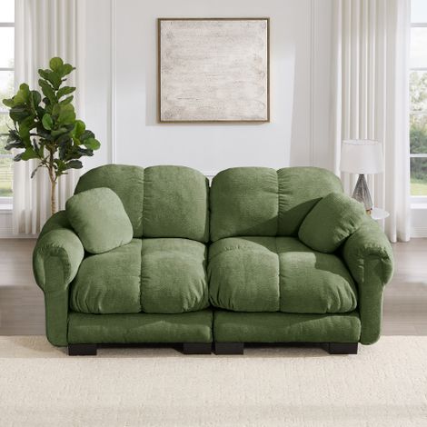 Divano a 2 posti in ciniglia, design trapuntato raffinato, stile elegante, divano modulare, cuscini di seduta spessi, morbidi e di supporto, schienale ergonomico, facile da montare, adatto al soggiorn (1/5)