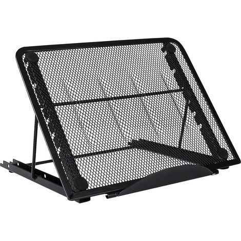 JSSEVN - Laptop Stand - Multi-Angle Stand - Foldable - Stainless Steel - Black (1/5)