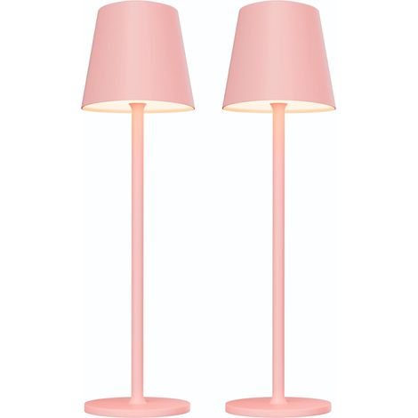 Lampe de bureau sans fil rose 10 x 10 x 38 cm, 2 LED, rechargeable, 1800 mAh, idéale pour les restaurants, les chambres et les bars. (1/5)